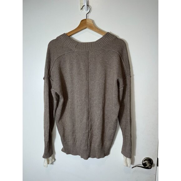 Brochu Walker Beige V-Neck Sweater S Womens Wool & Cashmere Blend - Picture 3 of 8